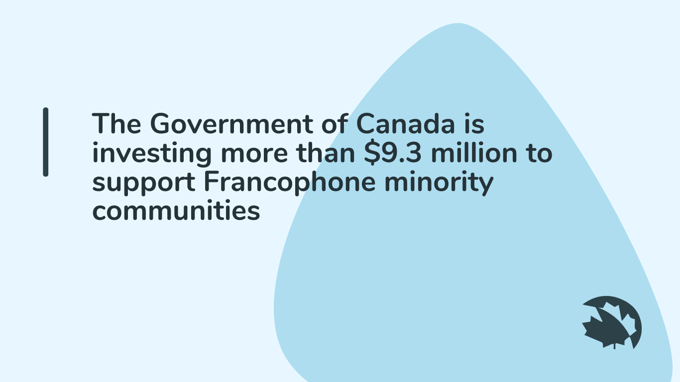 The Government of Canada is investing more than $9.3 million to support Francophone minority communities